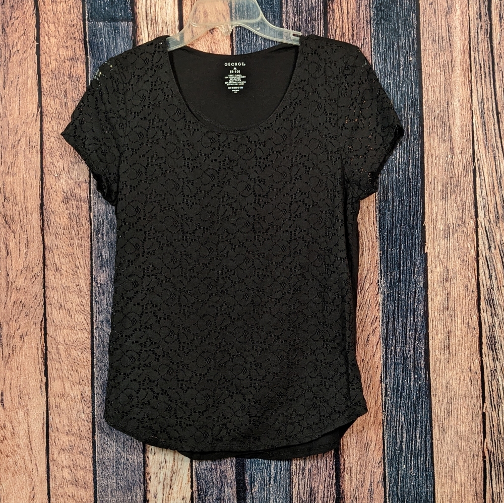 Black Lace Overlay Tee